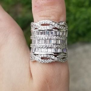 🆕️Sterling Silver- Baguette Cut White Sapphire Set